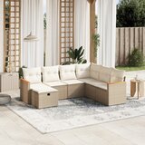 Maison Chic Seti vrtnega pohištva - Vrtna garnitura - Vrtni pohištvo set 7-delna z blazinami bež poli ratan, (21802184) | Shoptok.si