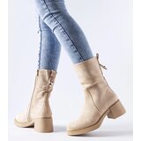 Gemre Beige eco-suede block heel ankle boots Agordino | shoptok.hr