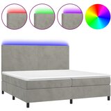 box spring s madracem LED svjetlosivi 200x200 cm baršun | shoptok.hr