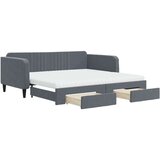 vidaXL Izvlečna dnevna postelja s predali temno siva 100x200 cm žamet, (20937424) | Shoptok.si