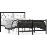 vidaXL Kovinski posteljni okvir z vzglavjem in vznožjem črn 120x190 cm | Shoptok.si