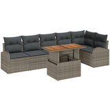vidaXL 7-dijelni vrtni sofa set s jastučićima siva poli ratan, 2-sjedna vrtna sofa s pohranom i jastučićima siva poli ratan Cijene