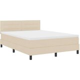 Postelja z vzmetnico z vzmetnico krema 160 x 200 cm blago, (5000126563) Slike