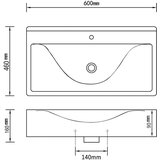  Umivalnik z odprtino za odtekanje 60x46x16 cm keramičen srebrn, (21409131) | Shoptok.si
