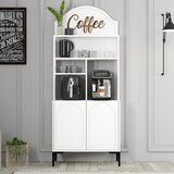 Hanah home komoda lyon 80 - white, black whiteblack coffee bar cabinet Cene
