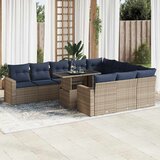  11-dijelni set vrtnih sofa poliratan i bagrem s jastucima sivi | Eponuda.com