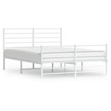 Maison Chic Kovinski Posteljni okvir - Dvoposteljna postelja - Zakonska postelja z vzglavjem in vznožjem bel 120x190 cm, (21696693) | Shoptok.si