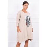 Kesi Dress with print and flared beige bottom | Shoptok.si