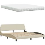 vidaXL Krevet s madracem krem 160x200 cm od tkanine | shoptok.hr
