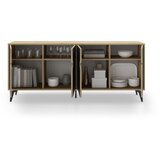Marckeric Crna/u prirodnoj boji niska komoda u dekoru hrasta 185x79 cm Nola – | shoptok.hr