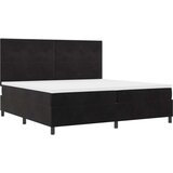 Box Spring Postelja z Blazino Črna 200x200 cm Žamet, (22051663) Cene