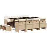  The Living Store Vrtna jedilna garnitura 13-delna z blazinami bež poli ratan - Vrtna Jedilna Garnitura, (21459845) | Shoptok.si