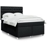 vidaXL Box spring postelja z vzmetnico črna 160x200 cm blago | Shoptok.si