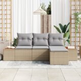 vidaXL 4-dijelni vrtni kauč set s jastučićima Bež Poli ratan Acacia | shoptok.hr