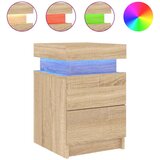 vidaXL Noćni ormarići s LED svjetlima 2 kom boja hrasta 35x39x55 cm | shoptok.hr