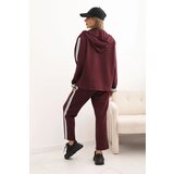 Kesi Włoski Women's set with viscose, featuring piping and a sports blazer, burgundy | shoptok.hr