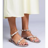 Gemre Silver women's sandals adorned with pearls Sarino | Shoptok.si