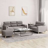  3-dijelni set sofa s jastucima smeđesivi od tkanine Cijene