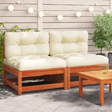 vidaXL Vrtne sofe s jastucima 2 kom voštano smeđe od masivne borovine