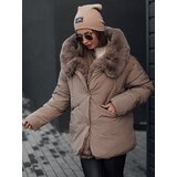 DStreet Women's winter jacket LUNAVI quilted with fur beige | shoptok.hr