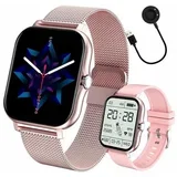 verk group aku. unisex športna pametna ura touch 2 pasova bluetooth fitpro roza 06339_R