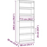 Ormarić za knjige / sobna pregrada 80x30x199,5 cm od borovine | shoptok.hr