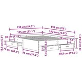  Postelja z predali Črni hrast 135x190 cm Izdelano iz vezanega lesa | Shoptok.si