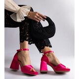 Gemre Pink satin block heel sandals Saucedo | shoptok.hr