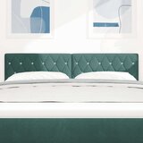 vidaXL Vzglavje z kristalnimi gumbi, oblazinjeno, temno zeleno, 160 cm, žamet, (22049271) | Shoptok.si