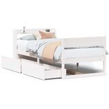 vidaXL Posteljni okvir brez vzmetnice bel 100x200 cm trdna borovina | Shoptok.si