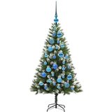 vidaXL Umjetna jelka s pantenom i pahuljicama Zelena i bijela 120 cm | shoptok.hr