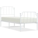  The Living Store Kovinski posteljni okvir z vzglavjem in vznožjem bel 75x190 cm - Posteljni Okvir, (21448768) | Shoptok.si