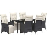  7-delni set za vrtno prehrano z blazinami Črn poli ratan, (22087469) | Shoptok.si