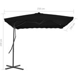  Vrtni suncobran s čeličnim stupom crni 250 x 250 x 230 cm | shoptok.hr
