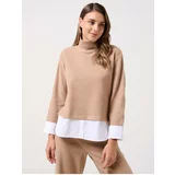 Jimmy Key Camel Straight Cut Turtleneck Long Sleeve Knitted Sweater