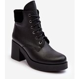 Kesi Women's High Heeled Leather Ankle Boots Black Lemar Leocera | shoptok.hr