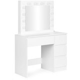  Kozmetički toaletni stolić s ogledalom i LED rasvjetom, 4 ladice + stolica, ModernHome | shoptok.hr