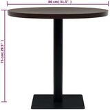 vidaXL Bistro miza mediapan in jeklo okrogla 80x75 cm temna jesenovina | Shoptok.si