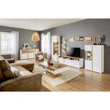 Mömax tv-element alamo, bela, barva hrasta, led | Shoptok.si