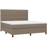  box spring s madracem LED smeđesivi 160x200 cm tkanina | shoptok.hr