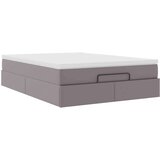 vidaXL Otomanski posteljni okvir z vzmetnico siv 140x200 cm um. usnje | Shoptok.si