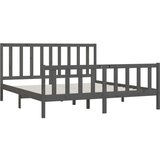  Posteljni okvir siv iz trdnega lesa 200x200 cm, (20646121) | Shoptok.si