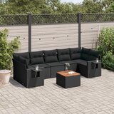 Maison Chic Seti vrtnega pohištva - Vrtna garnitura - Vrtni pohištvo set 8-delna z blazinami črn poli ratan, (21800720) | Shoptok.si