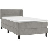 Box spring krevet s madracem svjetlosivi 90x190 cm baršunasti | shoptok.hr
