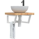 The Living Store Stenska polica za umivalnik jeklo in trdna hrastovina - Polica Za Umivalnik, (21486382) | Shoptok.si