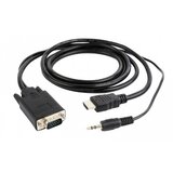 Gembird A-HDMI-VGA-03-10 HDMI to VGA and audio adapter cable, single port, 3m, black adapter Cene