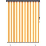 vidaXL Zunanja Rolfa Črtasto Prilagodljiva oranžna in bela 220 x 250 cm blago | Shoptok.si