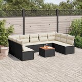 vidaXL 10-dijelni set vrtnih sofa s jastucima crni od poliratana | shoptok.hr