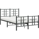 Metalni Kovinski posteljni okvir z vzglavjem in vznožjem črn 120x200 cm | Shoptok.si