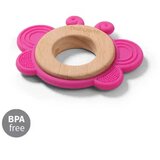 BabyOno Silikonsko drvena grickalica za zube Leptir, roza | Eponuda.com